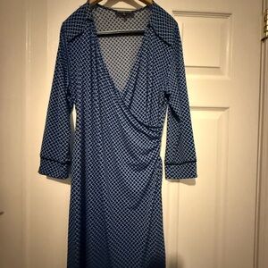 Jones New York Black and Gray Patterned Dress